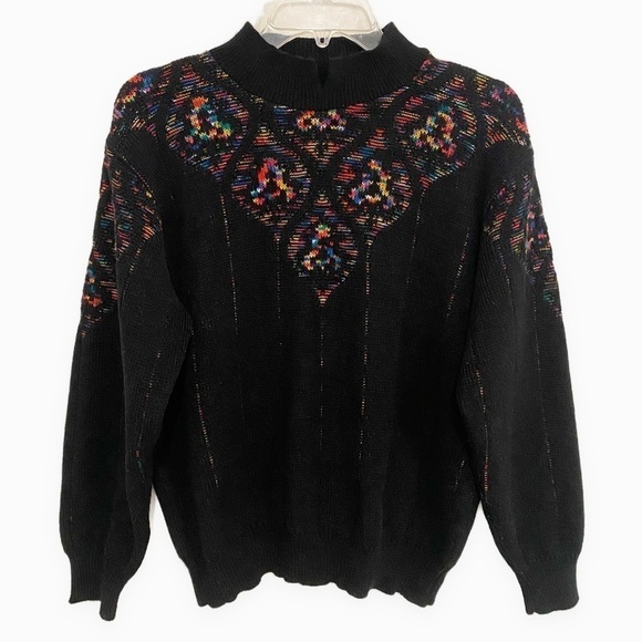 Pandora Sweaters - Pandora | Vintage 80’s Sweater Acrylic Mock Neck Black Size Medium